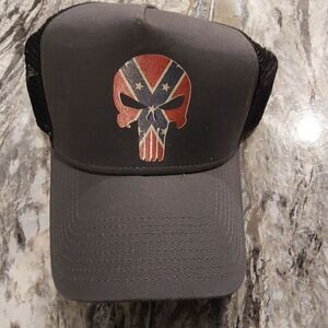 New Era Punisher 9forty Adjustable Hat, Flag Skull Gray Cap W/Mesh Back, New‎